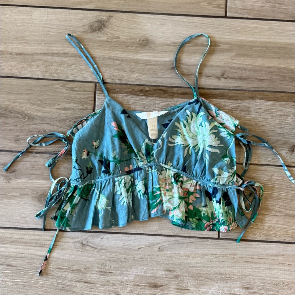 H&M Floral tie up strap Top
